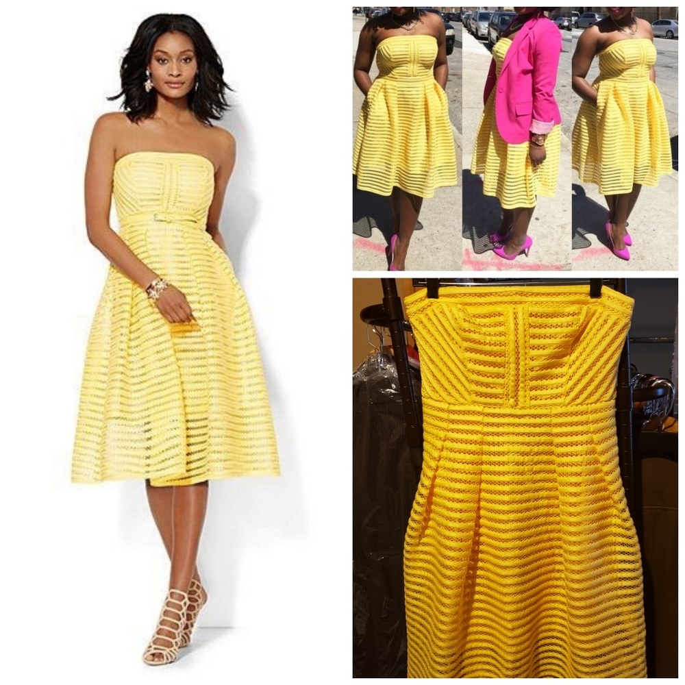 Strapless Striped Mesh Dress